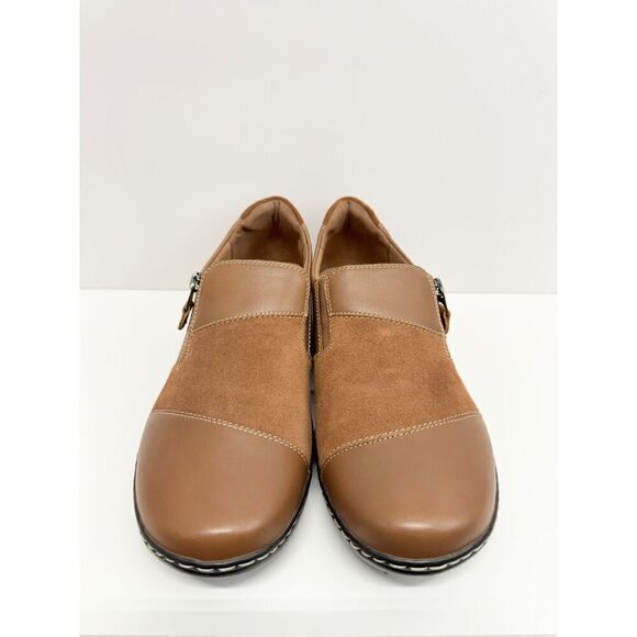 Clarks Leather Slip On Comfort Shoes Size 11 Wide Brown Cora Harbor NEW - Picture 3 of 8